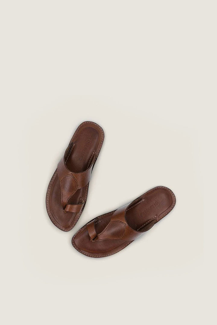 Novado - Kolhapuri Slippers with Toe Loop - Brown