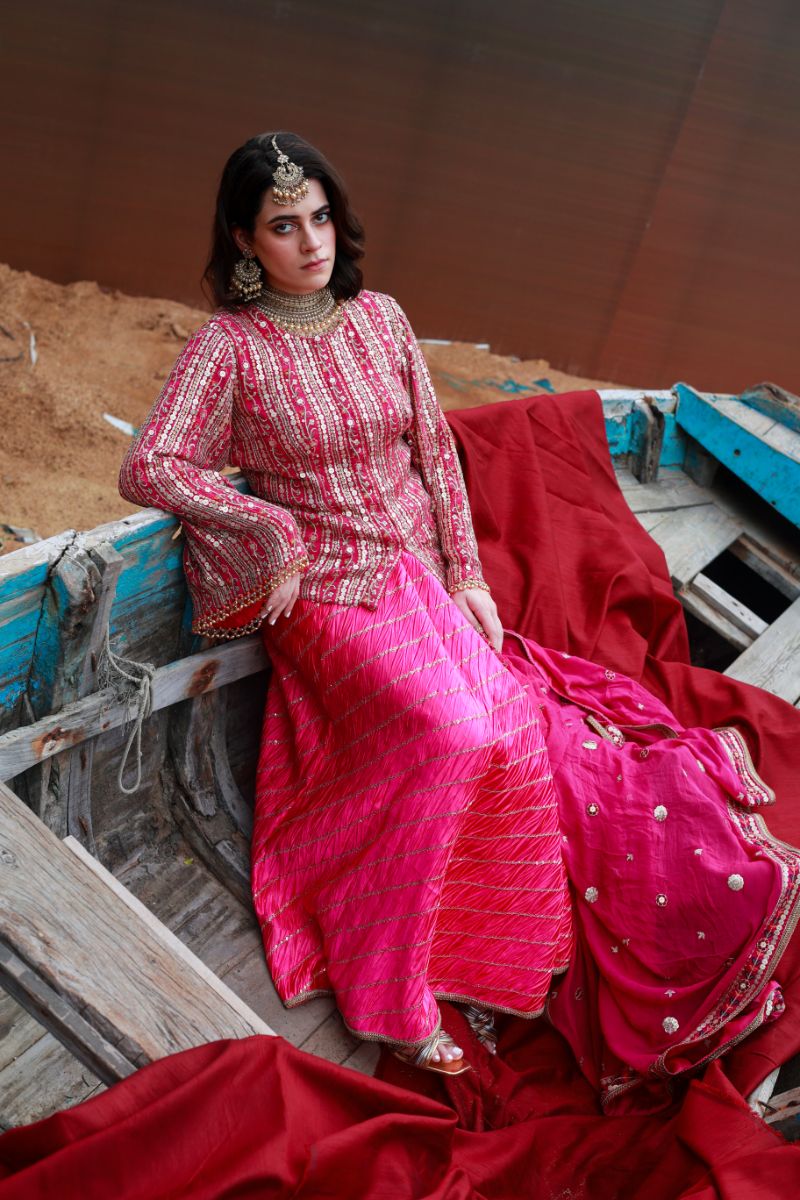 Huma Adnan - Amara
 - Fuchsia - Chiffon - 3 Piece