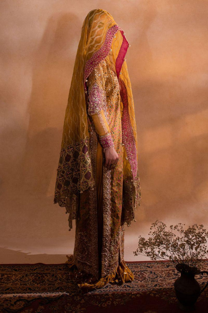 Maria Osama Khan - Naghma - Sharara - Mustard - Organza & Raw Silk - 3 Piece