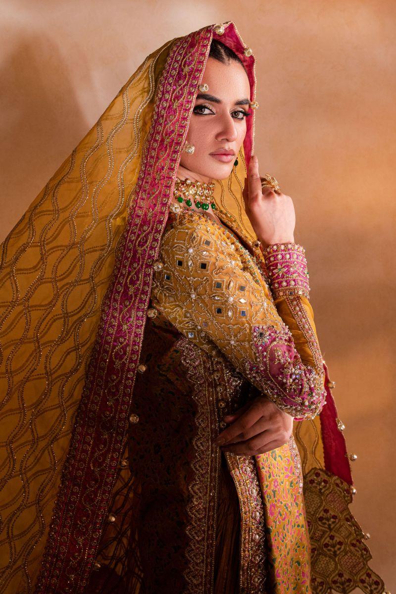 Maria Osama Khan - Naghma - Sharara - Mustard - Organza & Raw Silk - 3 Piece