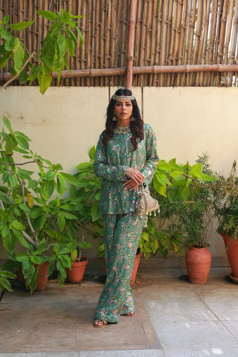 Huma Adnan - Inayat - Sea Green - Chiffon - 2 Piece