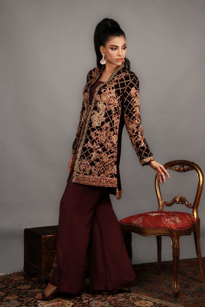 Shamaeel - TRE-06 - Velvet and Khaddi Silk - 3 Piece