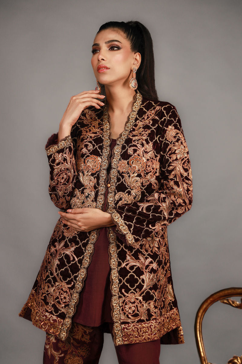 Shamaeel - TRE-06 - Velvet and Khaddi Silk - 3 Piece