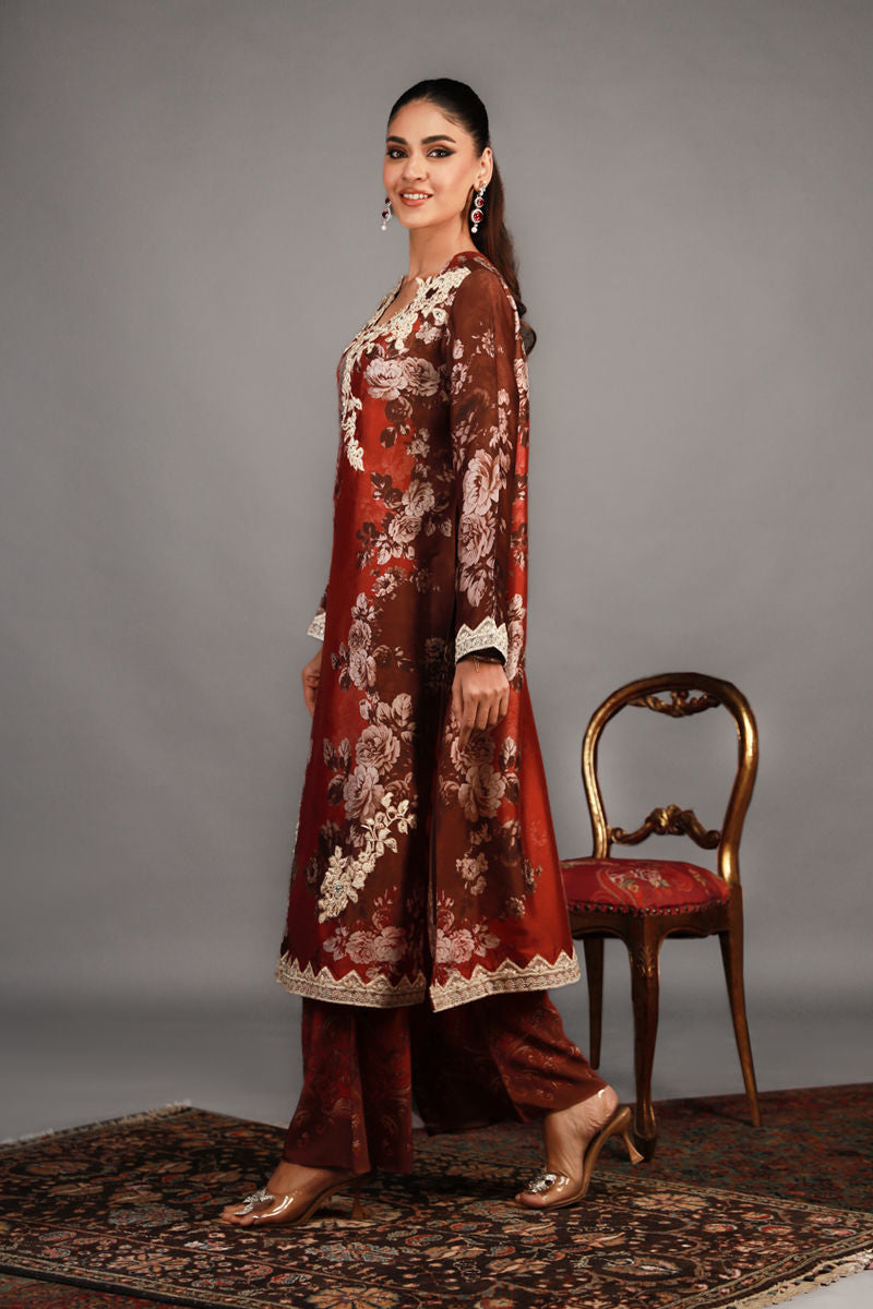 Shamaeel - TRE-07 - Sheesha Silk and Khaddi Silk - 3 Piece