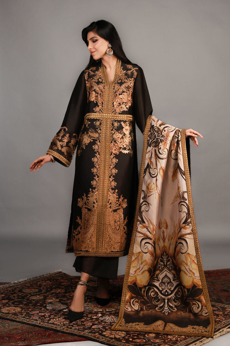 Shamaeel - TRE-08 - Sheesha Silk and Khaddi Silk - 3 Piece