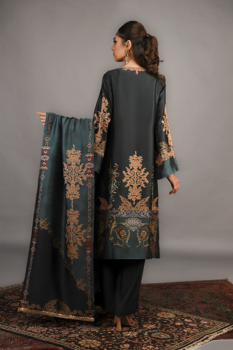 Shamaeel - TRE-10 - Sheesha Silk and Khaddi Silk - 3 Piece