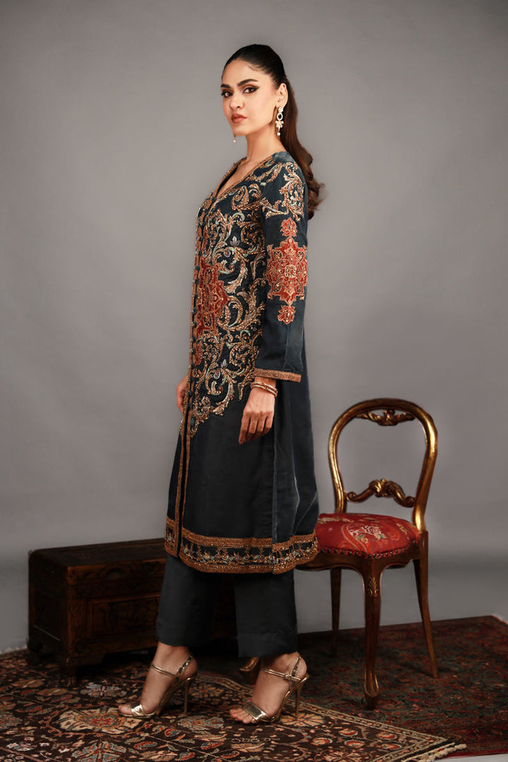 Shamaeel - TRE-11 - Velvet and Khaddi Silk - 2 Piece