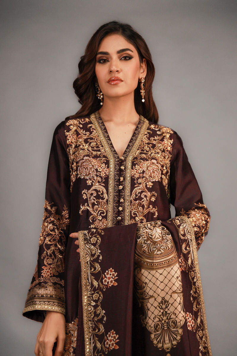 Shamaeel - TRE-13 - Sheesha Silk and Khaddi Silk - 3 Piece