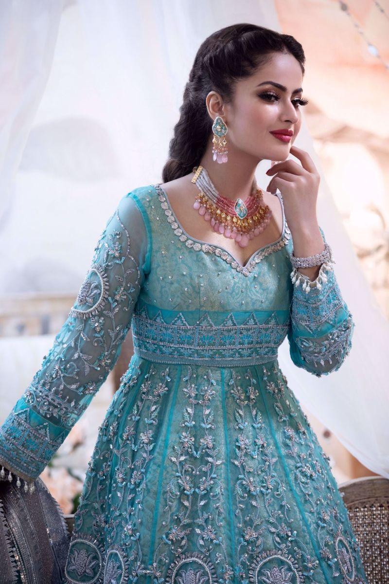 Zahra Ahmad - QH-005 - Blue - Organza - 2 Piece