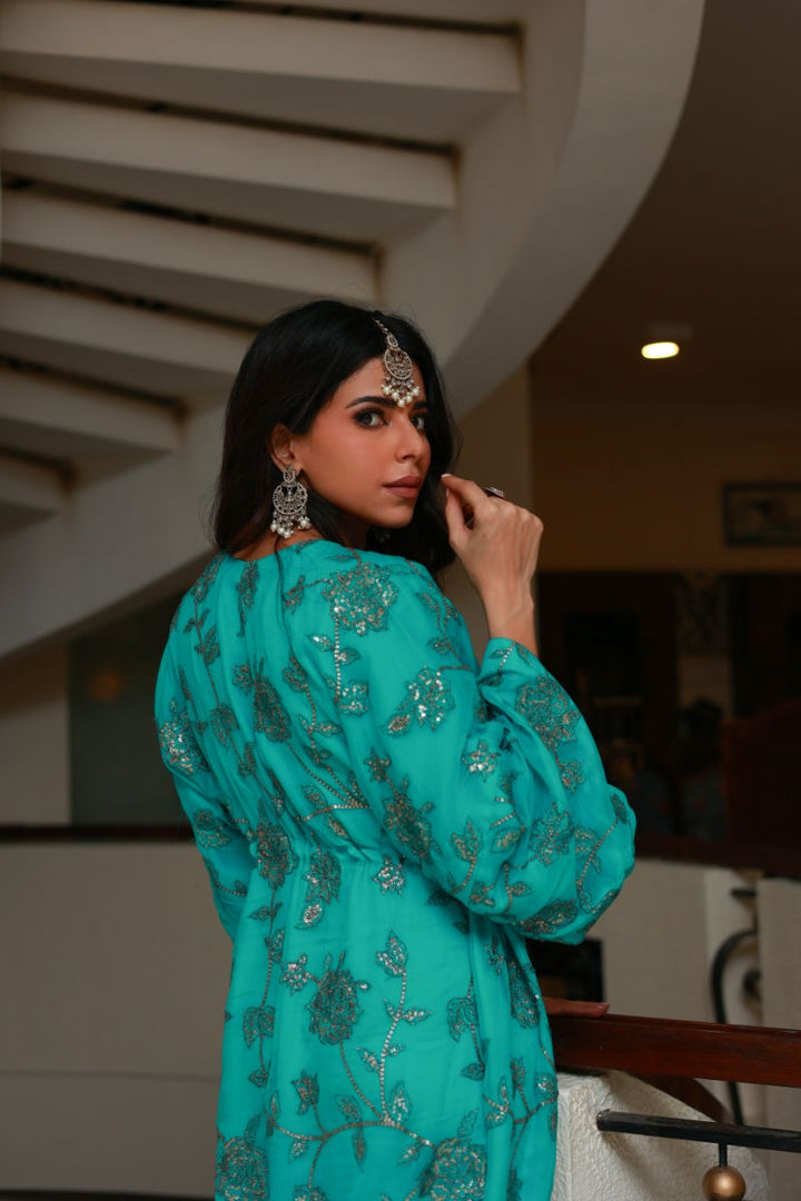 Huma Adnan - Pari - Teal - Chiffon - 1 Piece