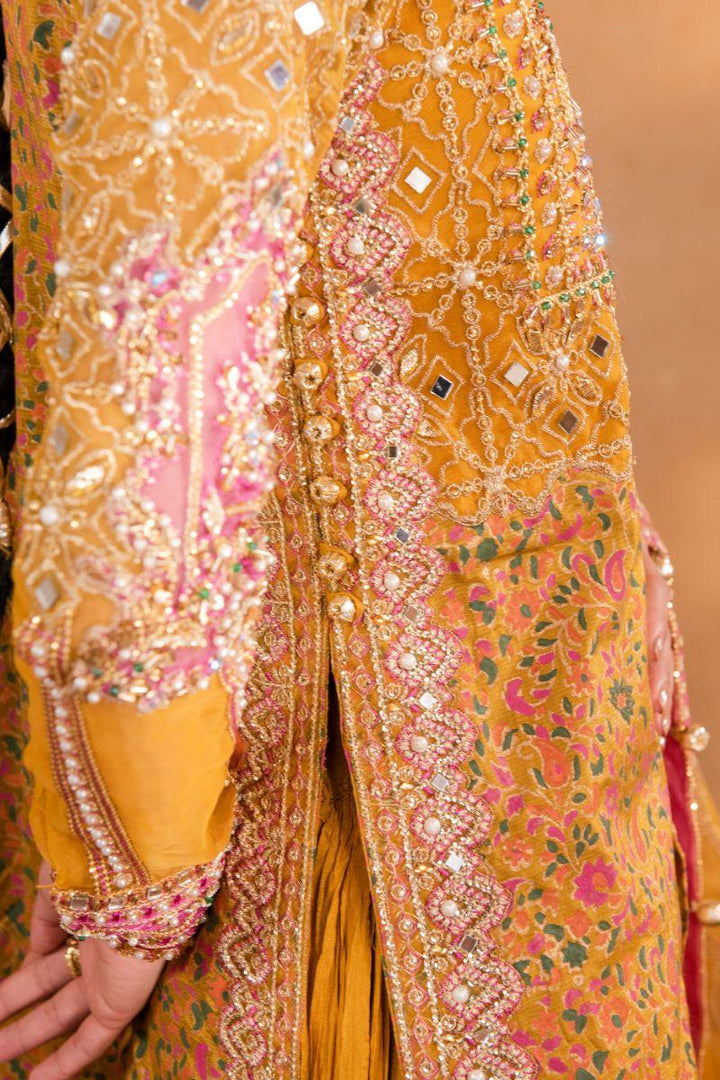 Maria Osama Khan - Naghma - Sharara - Mustard - Organza & Raw Silk - 3 Piece