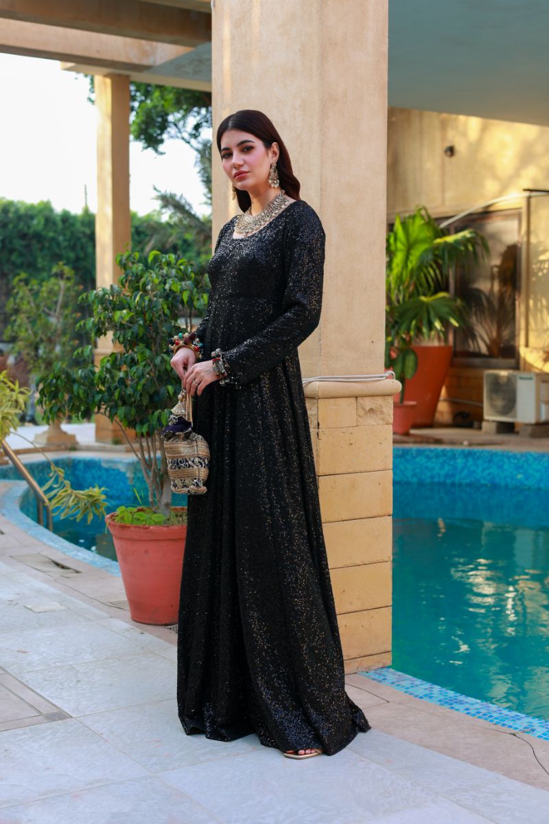 Huma Adnan - Kiara - Black - Net & Organza - 2 Piece