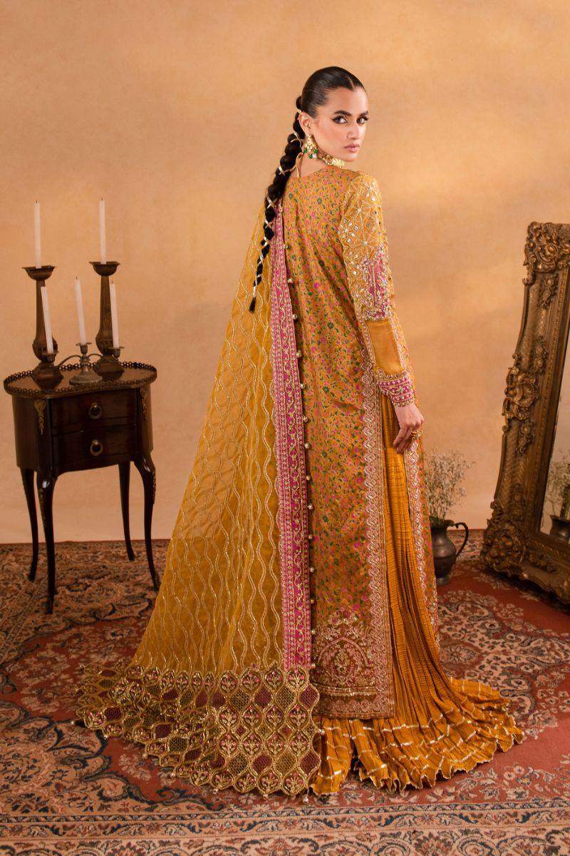 Maria Osama Khan - Naghma - Sharara - Mustard - Organza & Raw Silk - 3 Piece