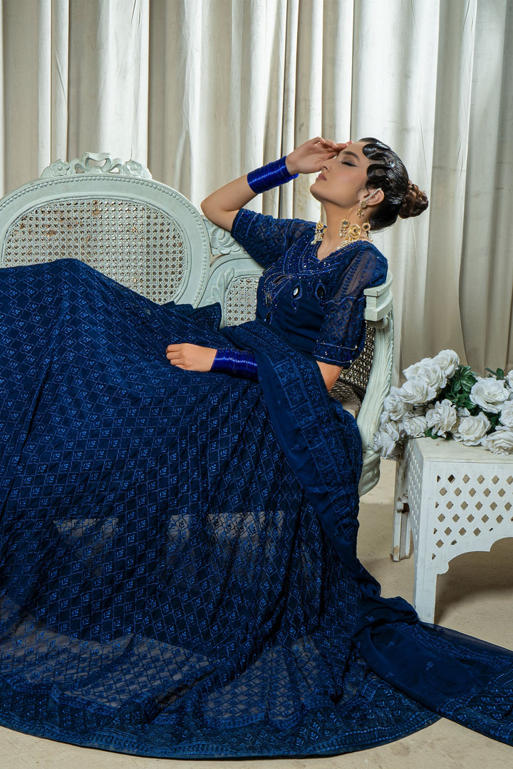 Arif Ashraf - Nissa - Blue - Chiffon - 3 Piece