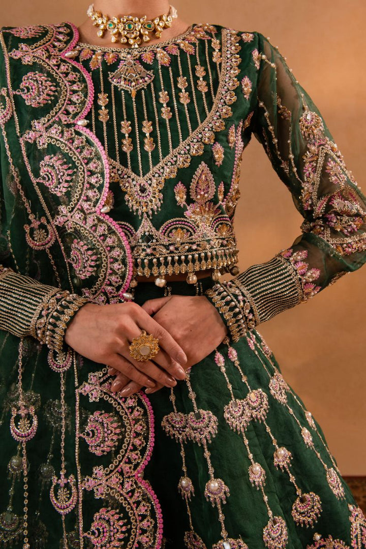 Maria Osama Khan - Pareesa - Lehnga - Green Organza & Raw Silk - 3 Piece