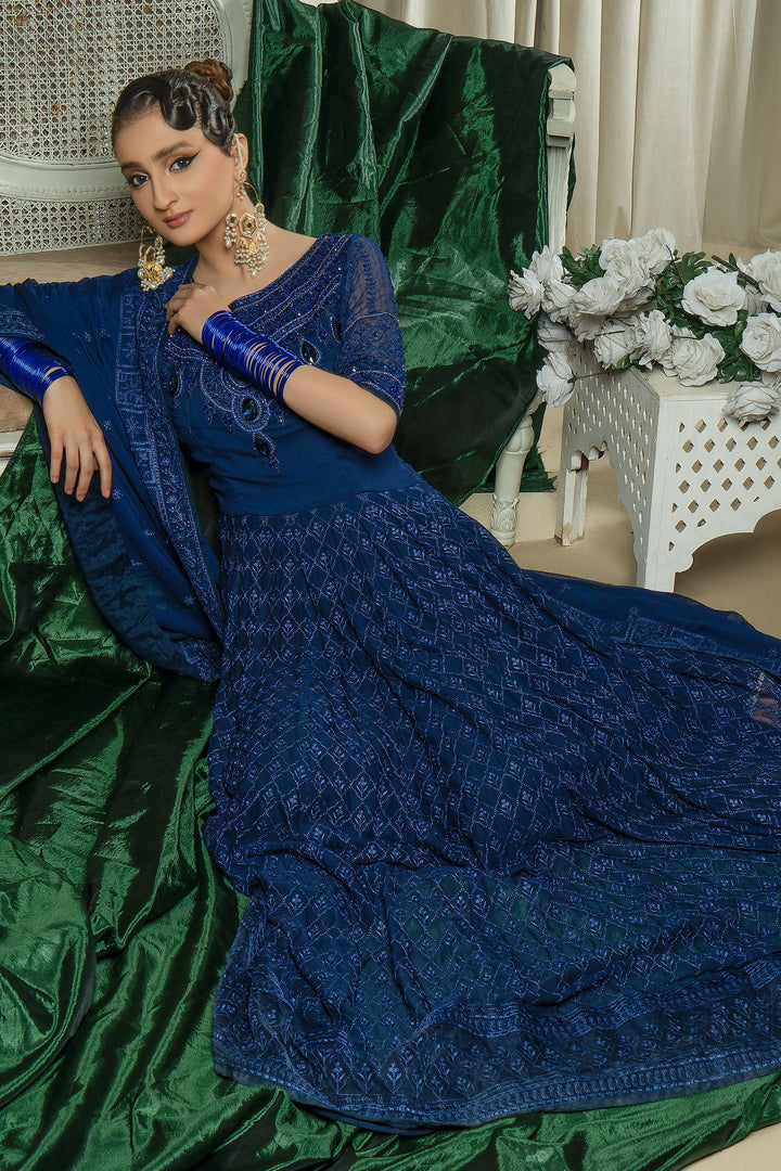 Arif Ashraf - Nissa - Blue - Chiffon - 3 Piece