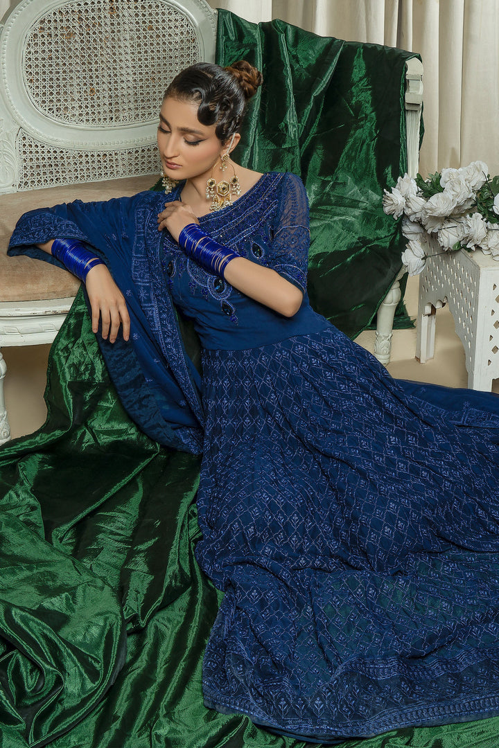 Arif Ashraf - Nissa - Blue - Chiffon - 3 Piece