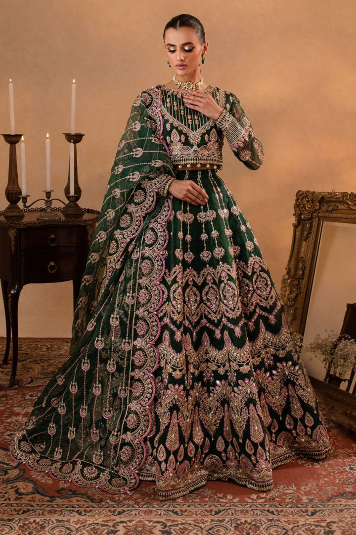 Maria Osama Khan - Pareesa - Lehnga - Green Organza & Raw Silk - 3 Piece