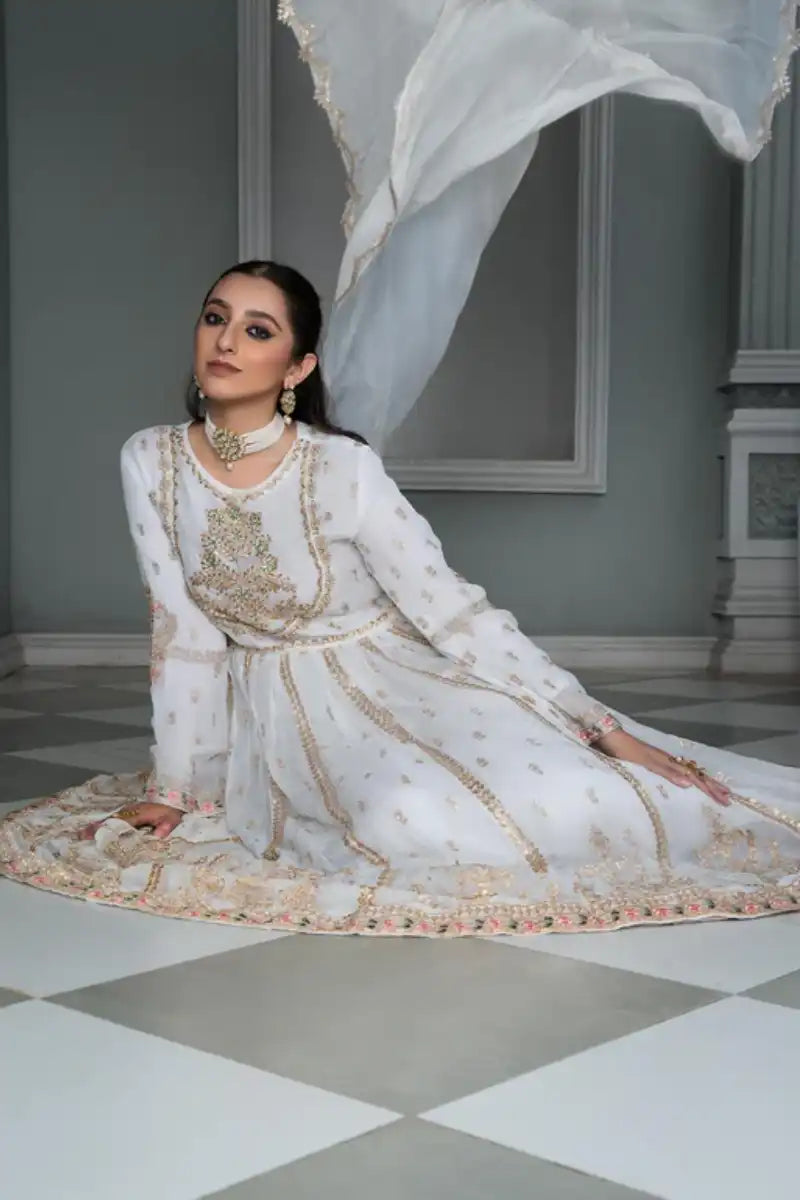 Sarajahan - White Gold - Chiffon - 3 Piece