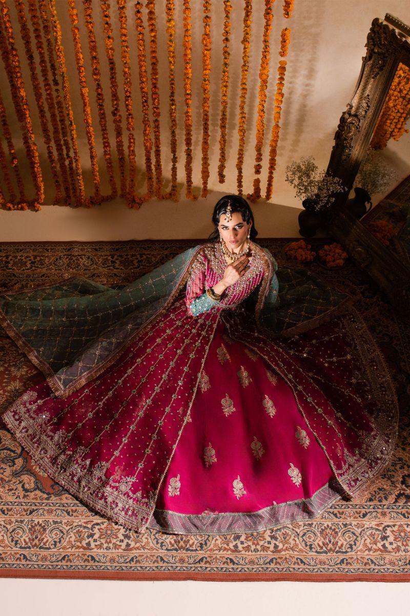 Maria Osama Khan - Kaira - Lehnga - Pink - Organza & Raw Silk - 3 Piece