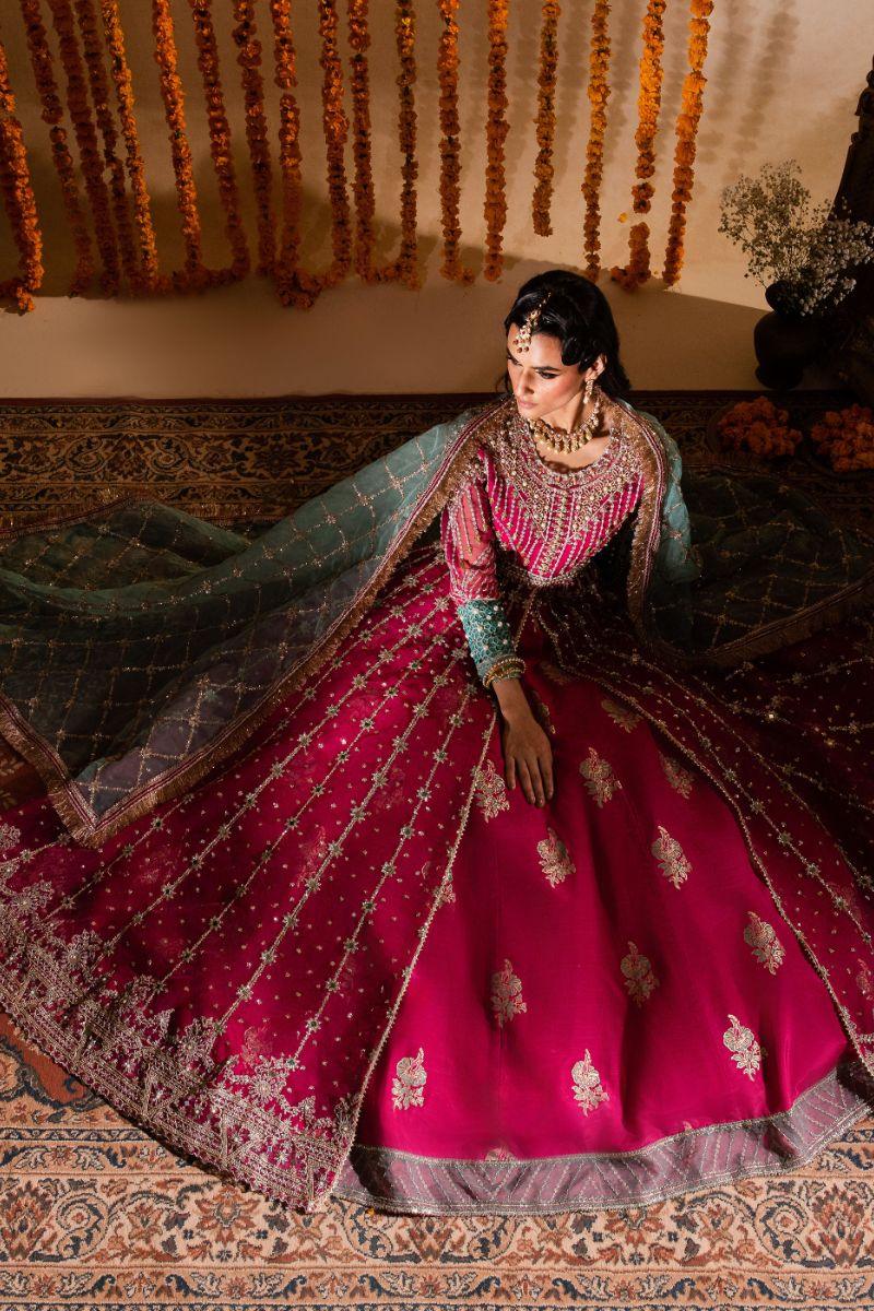 Maria Osama Khan - Kaira - Lehnga - Pink - Organza & Raw Silk - 3 Piece