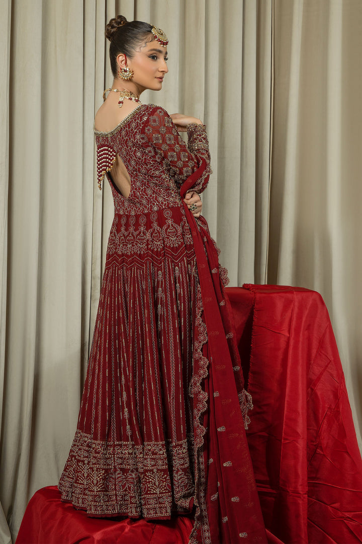 Arif Ashraf - Manavati - Maroon - Chiffon and Raw Silk - 3 Piece