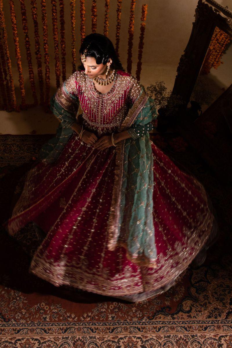 Maria Osama Khan - Kaira - Lehnga - Pink - Organza & Raw Silk - 3 Piece