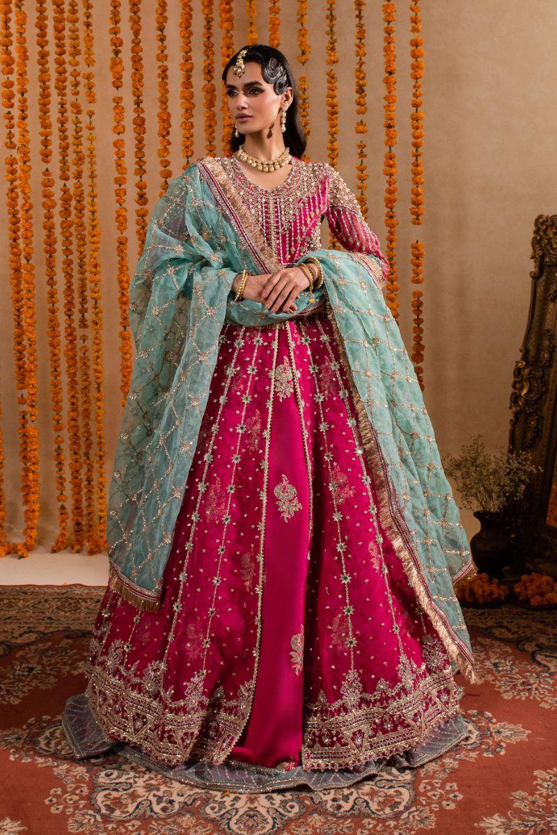 Maria Osama Khan - Kaira - Lehnga - Pink - Organza & Raw Silk - 3 Piece