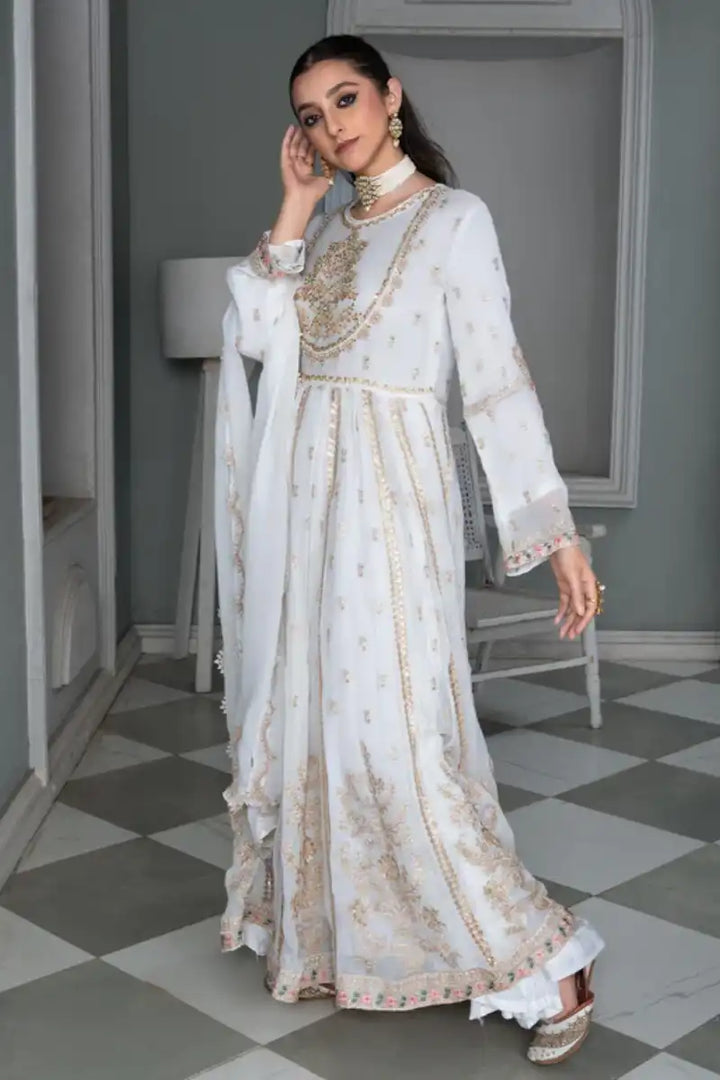 Sarajahan - White Gold - Chiffon - 3 Piece