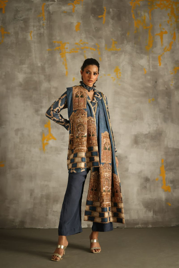 Shamaeel - Azure-1 - Silk - 3 Piece