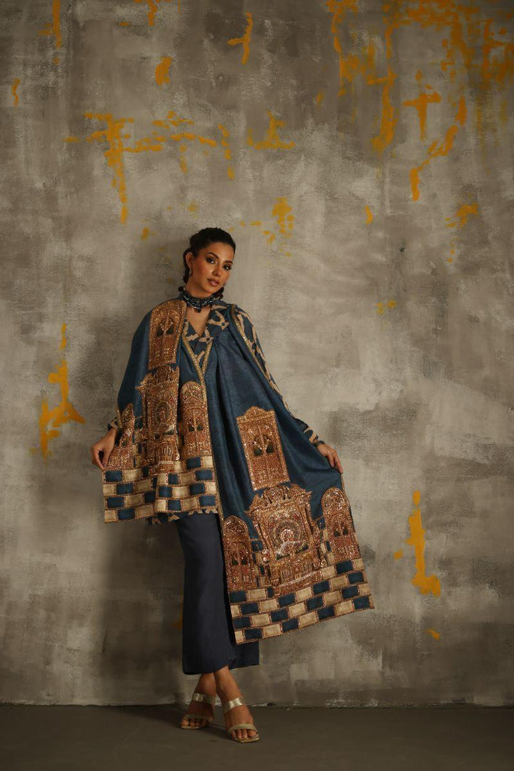 Shamaeel - Azure-1 - Silk - 3 Piece