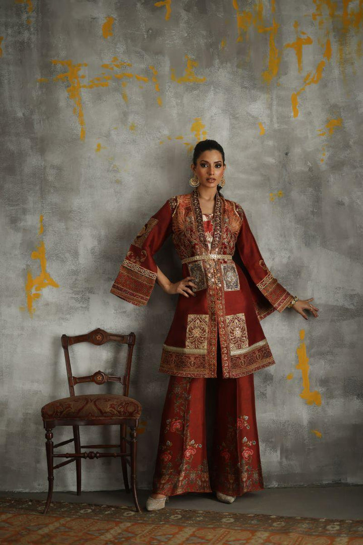 Shamaeel - Crimson-5 - Silk - 2 Piece