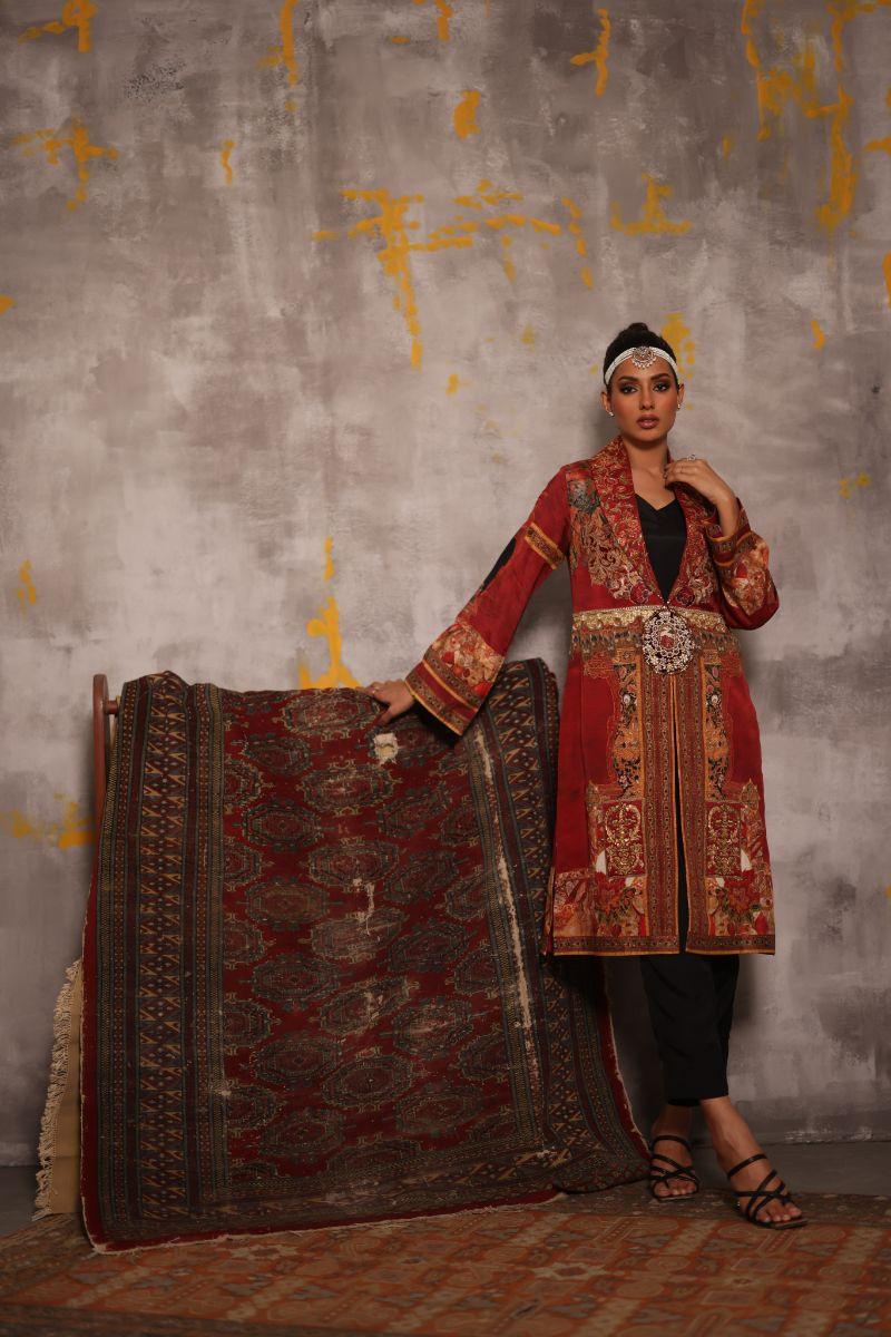 Shamaeel - Crimson-6 - Silk - 3 Piece