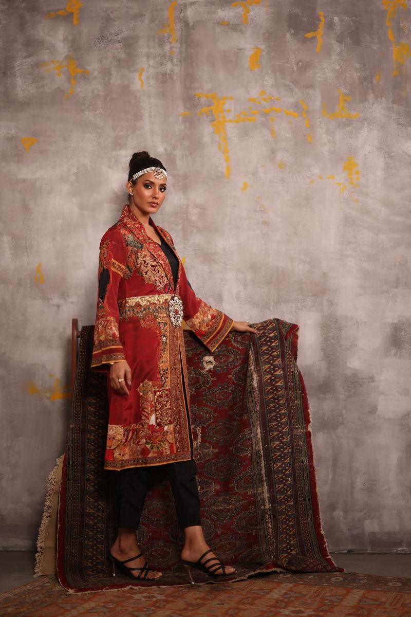 Shamaeel - Crimson-6 - Silk - 3 Piece