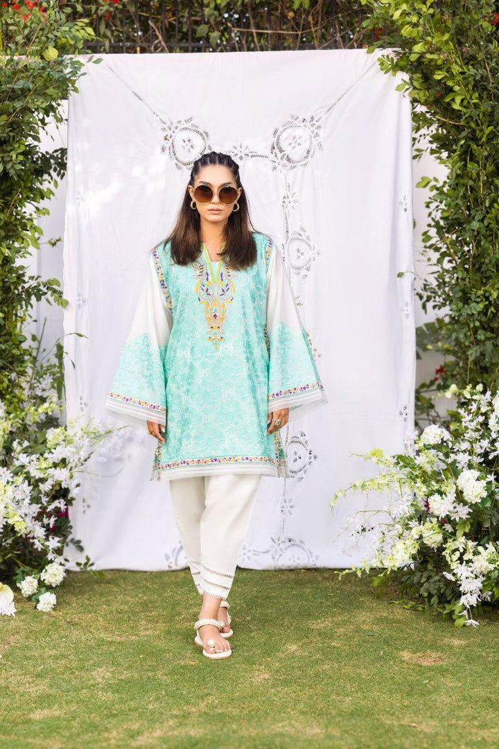 Shehrnaz - SHK-1254 - firdous - White / Mint - Cotton Lawn - 2 Piece