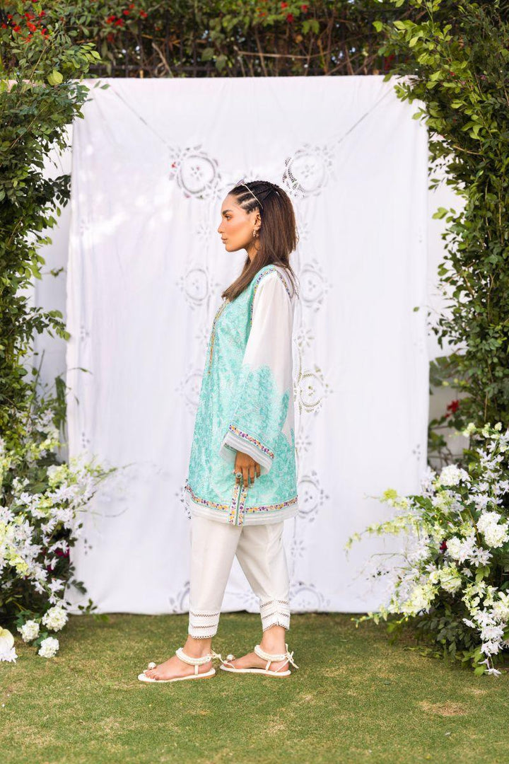 Shehrnaz - SHK-1254 - firdous - White / Mint - Cotton Lawn - 2 Piece