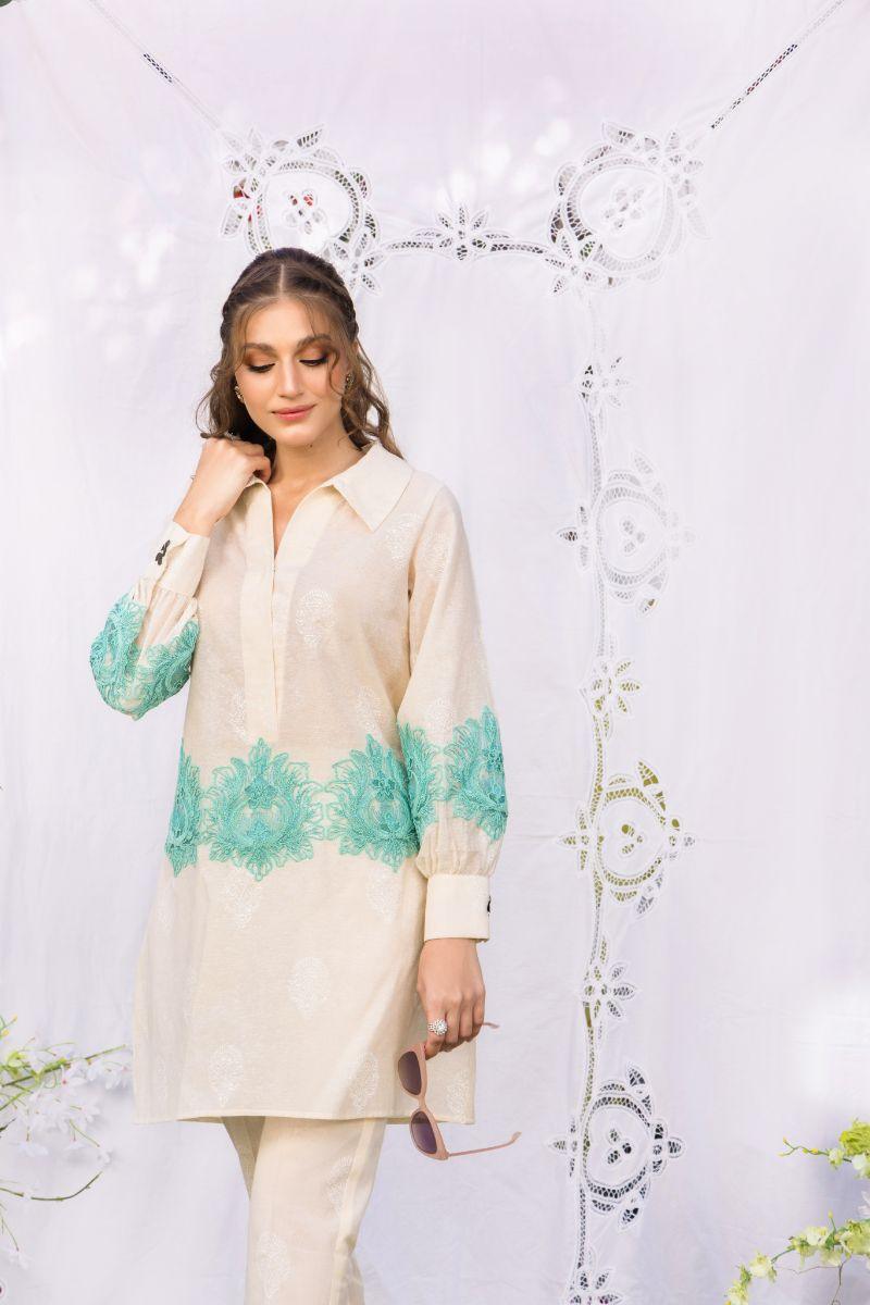 Shehrnaz - SHK-1250 - leia - Off-white - Karandi & Cotton - 2 Piece