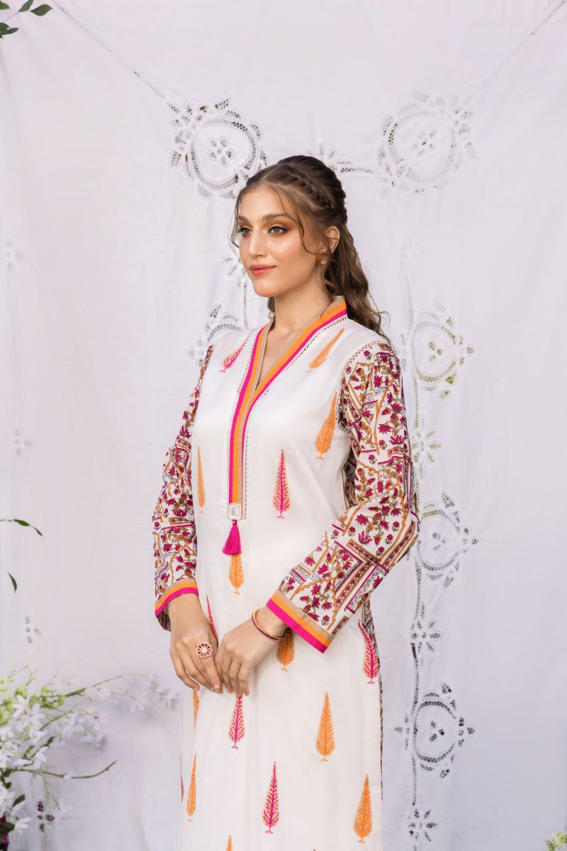 Shehrnaz - SHK-1255 - manizhe - White - Cotton Lawn - 2 Piece