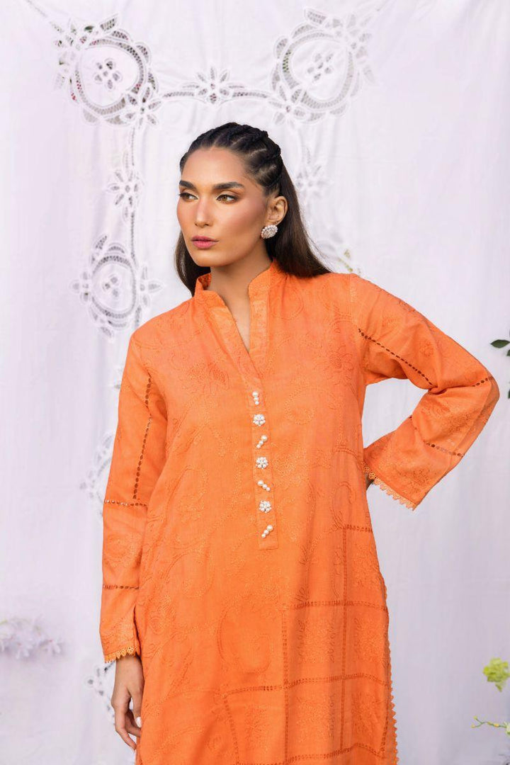 Shehrnaz - SHK-1258 - saira - Saffron - Chikankari - 2 Piece