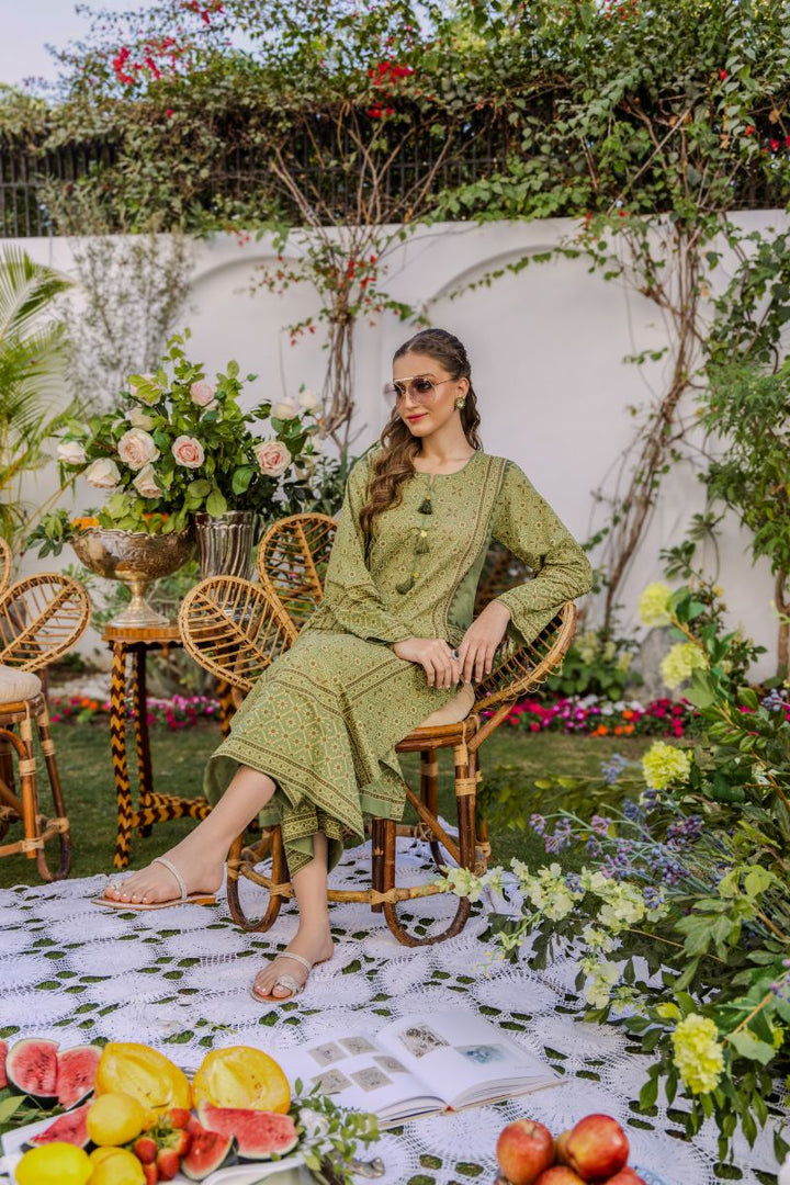 Shehrnaz - SHK-1256 - zehra - Olive green - Cotton Lawn - 2 Piece