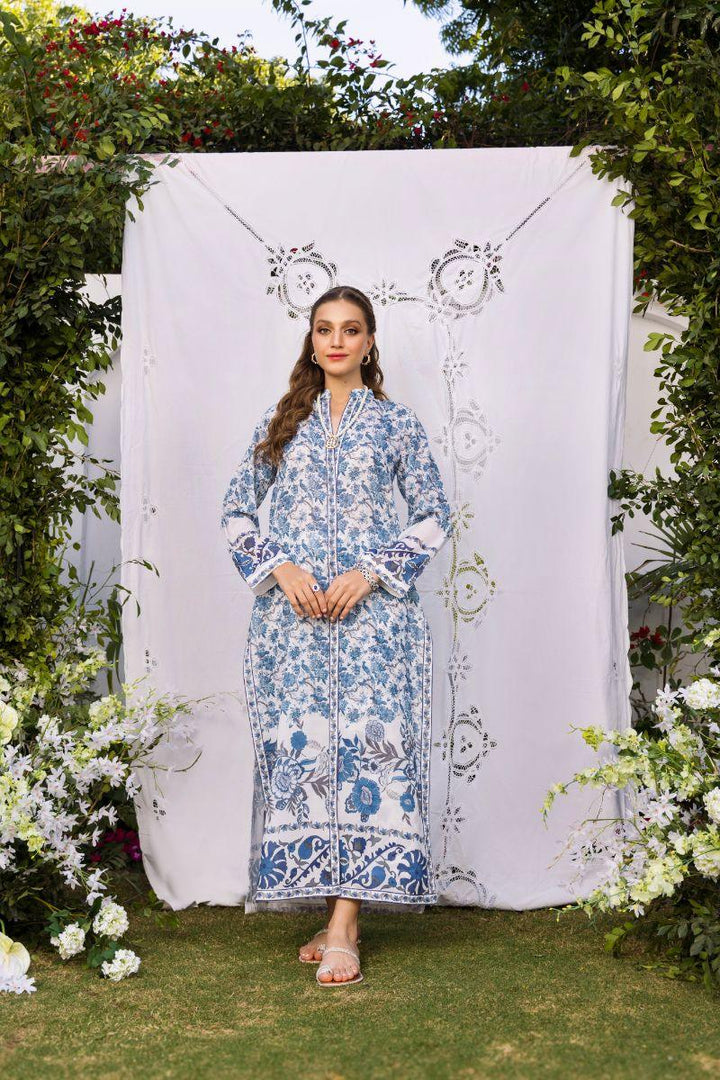 Shehrnaz - SHK-1257 - emma - White / Blue - Swiss lawn - 2 Piece