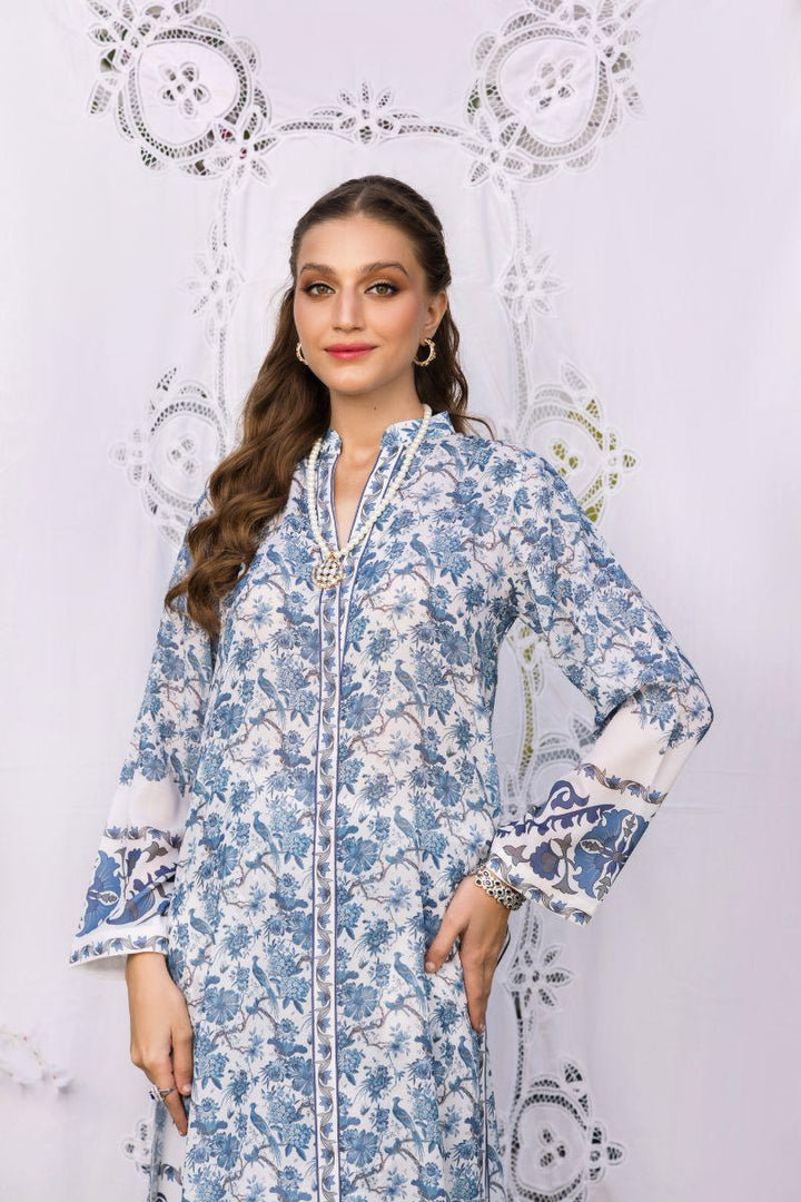 Shehrnaz - SHK-1257 - emma - White / Blue - Swiss lawn - 2 Piece