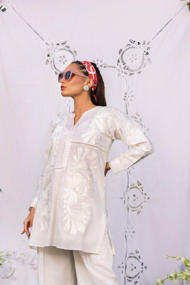 Shehrnaz - SHK-1251 - lila - White - Cotton - 2 Piece