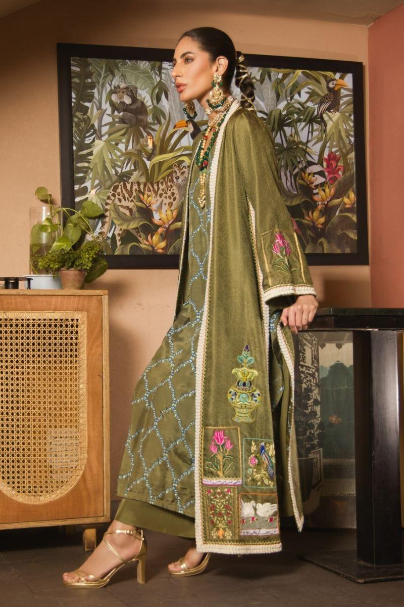 Shehrnaz - SHK-1136 - 2 Piece - Olive Green - Block Print - Studio by TCS