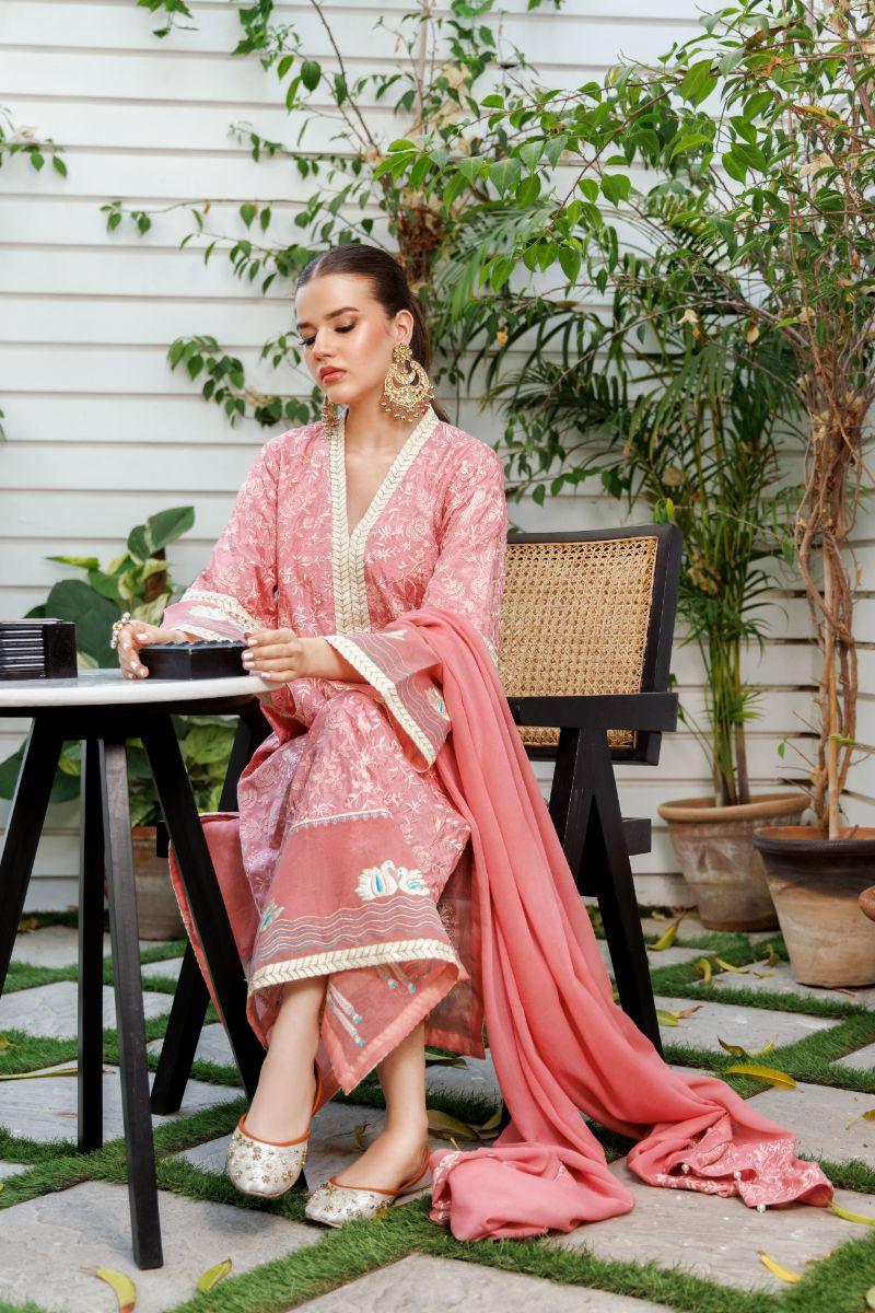 Shehrnaz - SHK-1304 - Tea pink - Korean silk - 3 Piece