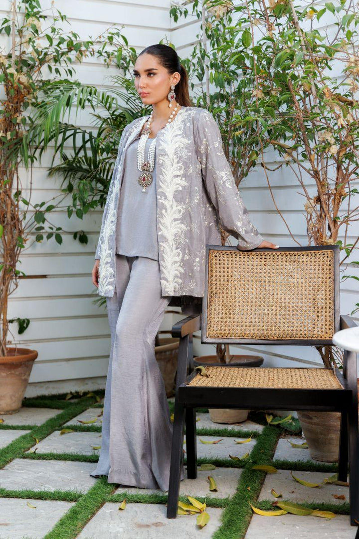 Shehrnaz - SHK-1306 - Grey - Silk - 3 Piece