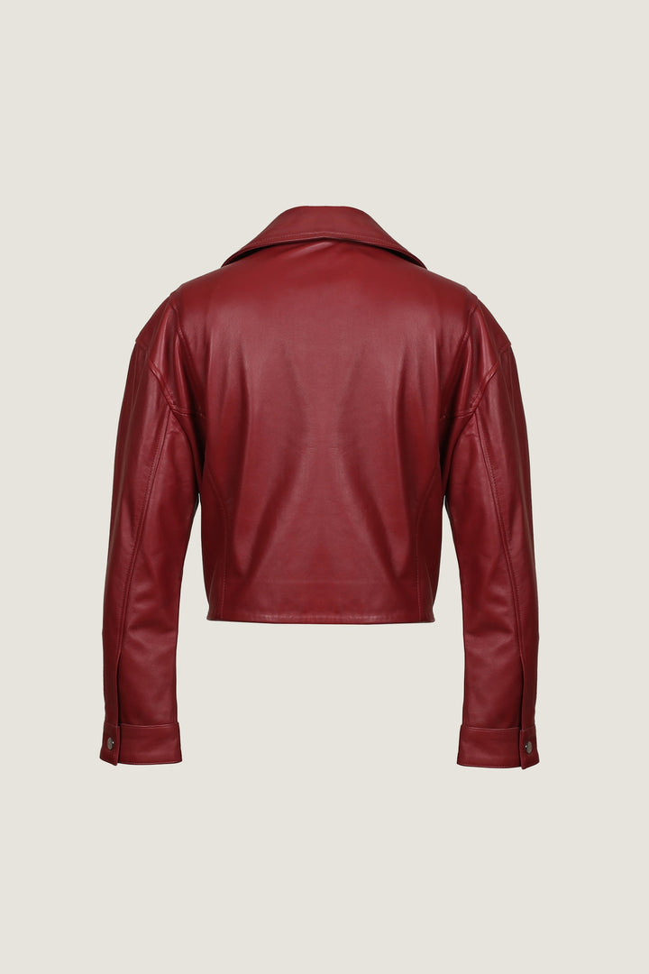 Novado - Women's Premium Biker Leather Jacket - Maroon - 1 Piece