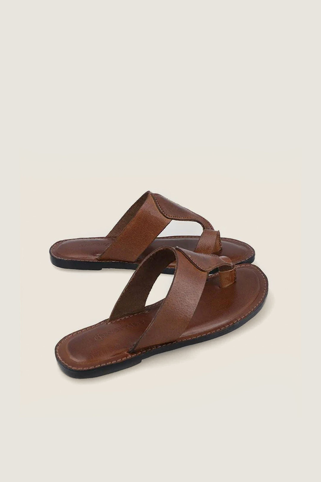 Novado - Kolhapuri Slippers with Toe Loop - Brown