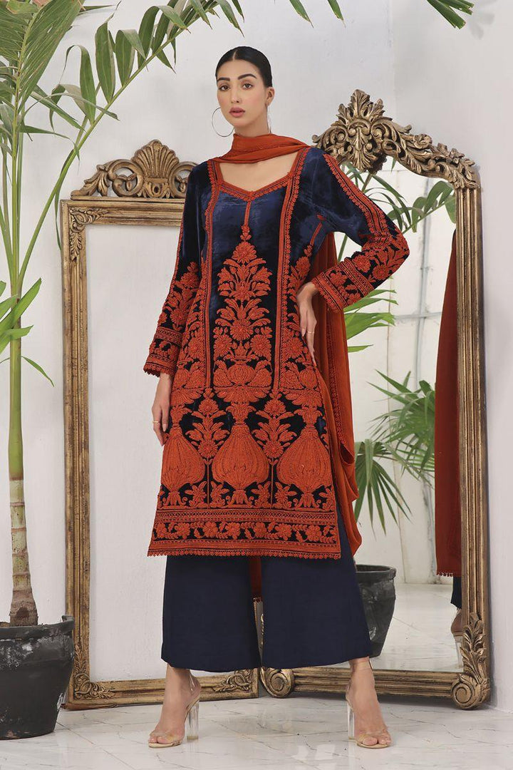 Rizwan Beyg Design - Guldan - Pure Velvet - Blue - 2 Piece