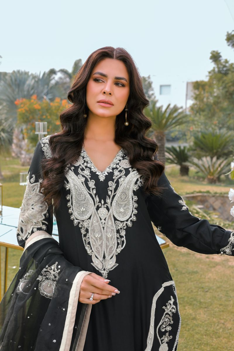 Reema Ahsan - Serene - Raw Silk & Organza - Black  - 3 Piece